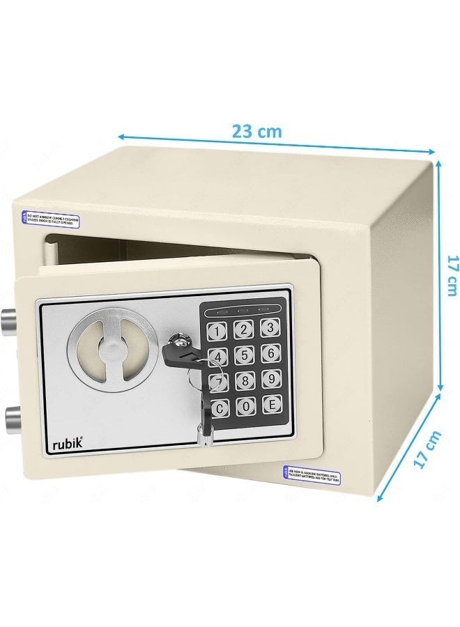 روبيك صندوق إيداع نقدي صغير مزود بفتحة إيداع مع خيار المفتاح ورمز PIN، الحجم 23 × 17 × 17 سم (لون أبيض مائل للبيج) - Image 3